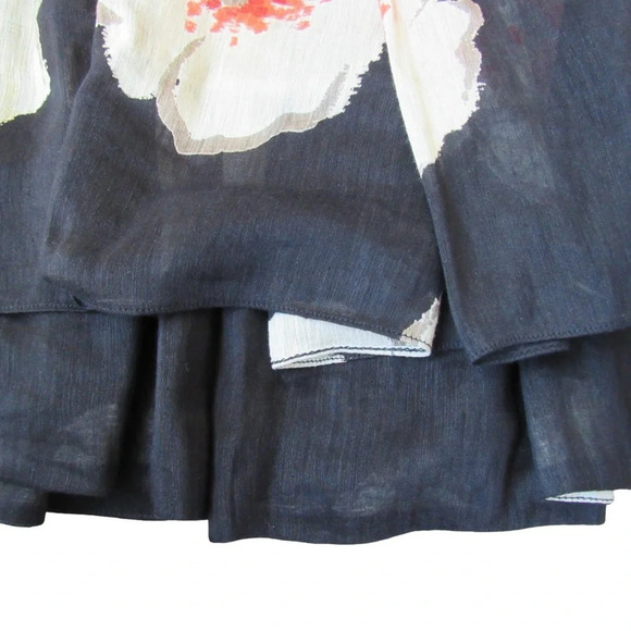 Isabel Marant Etoile Navy Double Layer Poppy Print MIni Skirt Size 40 Large Flaw - Picture 7 of 10